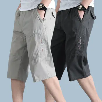 2023 Пролет / Лято на мъжко облекло Нови панталони на средна възраст от чист памук Бизнес ежедневни Модни ластични панталони средна талия, с дълги штанинами