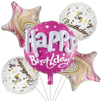 1/5шт балони за парти по случай рождения ден на 22-цолови кръгли звезди от фолио за декорация на празнични аксесоари