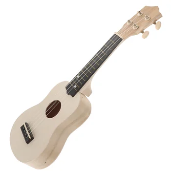 1 Комплект аксесоари за хавайска китара със собствените си ръце Дървена ukulele Самостоятелно сглобяване Музикален Струнен инструмент Създайте своята китара за ученици от Професионалисти