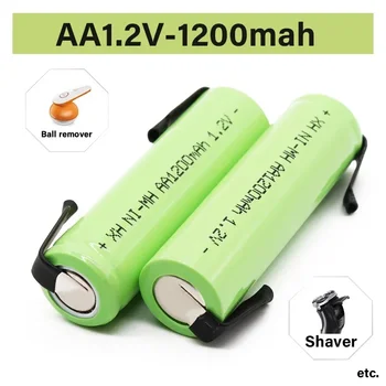100% Оригинална батерия 1.2 AA, акумулаторна батерия 1.2, 1200 mah, AA NiMH, с припой, електрическа четка за зъби, бръснач 