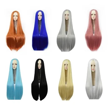 100 см многоцветном перука COS С темперамент All Together и дълга перука за cosplay, аниме перука