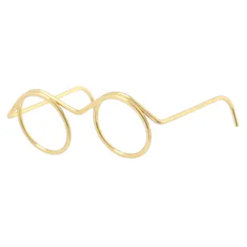 10ШТ Мини играчка очила Златни очила в кръгла метална рамка, Куклени очила, без лещи и Аксесоари за кукли
