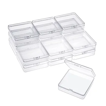 16 опаковки малки контейнери Прозрачни пластмасови кутии Организаторите за мъниста с откидными капаци за малки предмети, бижута и diy