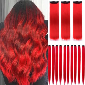 16 цветни щипки за удължаване на косата, с преливащи се цветове синтетични права коса, 13 опаковки режийни наращенных коса за деца и момичета