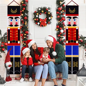180 см Лешникотрошачката Войници Коледа Врати Двустишие Забавни Коледни декорации Стенни закачалки за дома Коледен Банер Нов 2023 година
