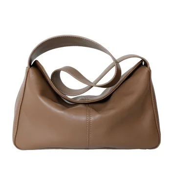 2022 Луксозна дизайнерска истинска малка чанта Дамски Дива Кафява чанта през рамото си под мишниците Голямата голям Женствена чанта от мека естествена кожа