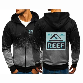 2023 Нов пролетно-есенен Удобен спортен костюм Reef наклон на цвят, с качулка, мъжка жилетка с цип, hoody, якета