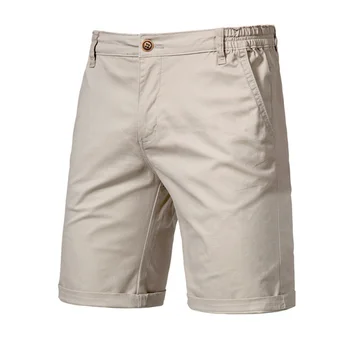 2023 Нови Летни Обикновена шорти от 100% памук, мъжки Висококачествени Ежедневни Бизнес Мъжки къси панталони с еластичен ластик на талията, Плажни шорти 10 цвята