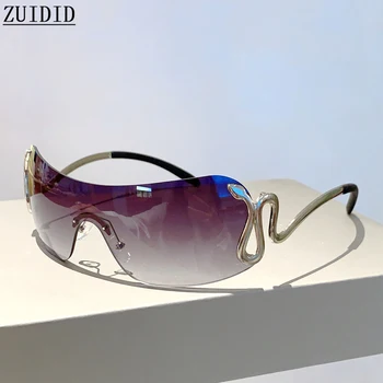 2024 Големи Слънчеви Очила Дамски Модни Луксозни Очила Без Рамки Дизайнерски Нюанси Lentes De Sol Mujer Люнета Soleil Femme