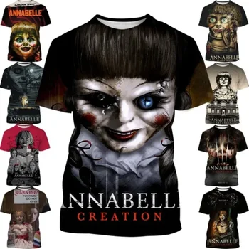 3D-тениска с изображение на Анабел от Филм на ужасите За мъже и Жени, Ежедневни тениска с кръгло деколте, горещо 3D-риза Анабел, Индивидуальн...