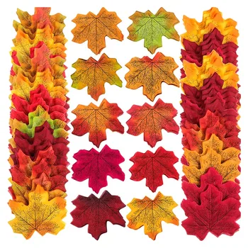 500шт Изкуствена коприна Кленови листа, Есенни Листа, направи си САМ Ръчно изработени Scrapbooking Есенния Сватбен Декор Лесен за използване Смесен Цвят