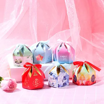 5pcs 3.9*3.9*8СМ Favor Box candy BAG Сватбени Подаръци Кутии pie Party Box чанти Кутия шоколадови Бонбони Картонена Кутия Сватбен Подарък