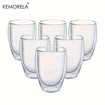 6/4/2 елемента 15 мл / 450 МЛ Стъклени Чаши за Кафе С Двойни Стени Изолирани Стъклени Чаши за Еспресо Капучино, Лате, Чай, Мляко, Могат да се Мият в миялна машина