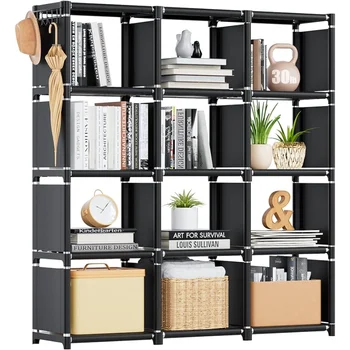 Bookshelf Mavivegue, Органайзер за съхранение на 12 Кубчета, библиотеката със Собствените си ръце, лавица за книги във формата на метален куб, Високи шкафове за спални, Всекидневна