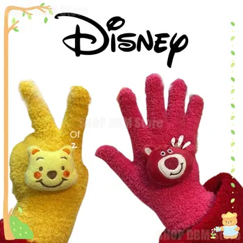Disney Winnie Pooh Lotso Kawaii Дамски Ръкавици Модни Плюшени Ръкавици За Момичета Топли Меки Плюшени Къси Зимни Ръкавици Без Пръсти