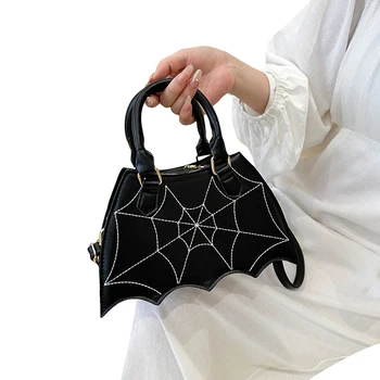 Louatui Чанта през рамо с бухалка за Хелоуин за жени, дамска чанта в тъмно стил в стил пънк, чанта през рамо, универсална ежедневна чанта-месинджър
