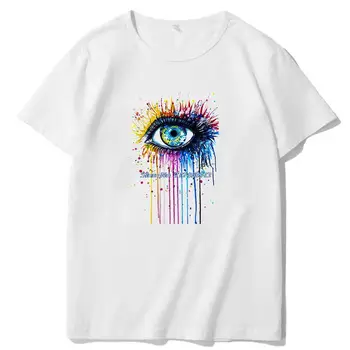 Rainbow Eye Art Drawing Harajuku графични тениски Оверсайз С Къс Ръкав Лятна Градинска Мъжки дрехи