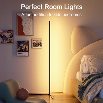 RGB LED етаж с декоративна лампа 140 см, с регулируема яркост, управляван приложение, което стои на място, вътрешно осветление в един ъгъл на спалнята