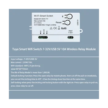 Sasha WiFi Интелигентен Превключвател САМ Таймер 1CH 7-32 В USB 5 2,4 G WiFi Smartlife Модул за Автоматизация на Дома за Алекса Google Home IFTT