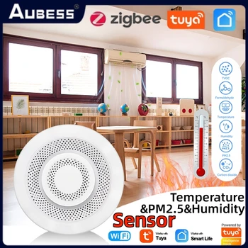Sasha Zigbee/WiFi Сензор за Качеството на Въздуха Монитор Smart Air Box ФПЧ2.5 CO2 Метър Формалдехид ЛОС Сензор за Температура и Влажност на въздуха и Gateway