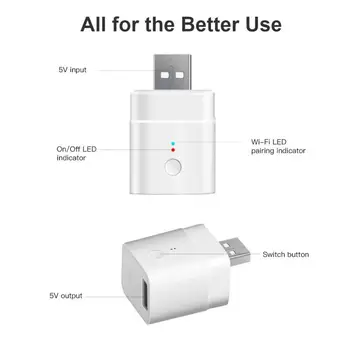 Smart Синхронизация Charge Plug Micro Wifi Изход 5V USB Адаптер eWeLink App Control Работи С Алекса Google Alice Home Асистент