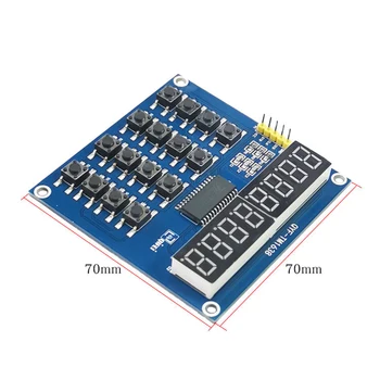 TM1638 Цифрова led дисплей, 8-битова цифрова ламповая такса, 3 жици, 16 клавиши, 8-битов модул за сканиране на клавиатурата И КЛЮЧОВ led модул за Arduino
