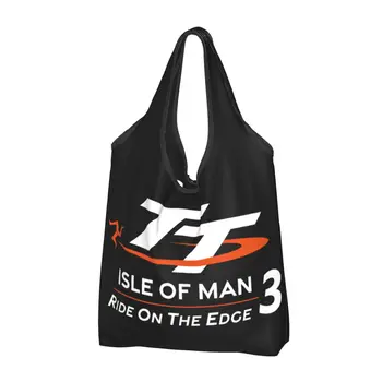 TT3 Isle Of Man, чанта за моторните състезания TT, за многократна употреба за хранителни стоки еко-чанти, чанти за обработка на голям капацитет, моющаяся чанта