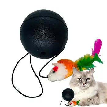 Активен катящийся топка за котки Wicked Топка Играчка, Играчка за котки, за кучета с една плюшена мишка Автоматично движение Подскачащи на Въртящата се топка за Скачане