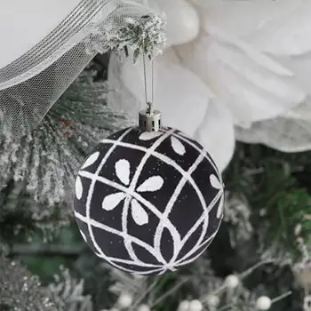 Балони с празнична украса, балони за украса парапети, ръчно рисувани Коледни топки, празнична украса, декорация за дома елхата, Бял, черен