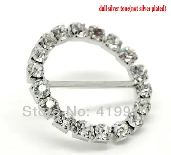 Безплатна доставка-5шт Сребърни кръгли сватбени покани С кристали и изкривени-слайдерами 28 мм M00423