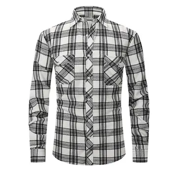 Ежедневни мъжки ризи Оксфорд от чист памук с дълъг ръкав, нормално кацане, модерен мъжки ризи с копчета
