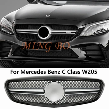 За Mercedes Benz C Class W205 Спортна Състезателна Решетка С AMG Diamond 2015 2016 2017 2018 Решетка Предна Броня