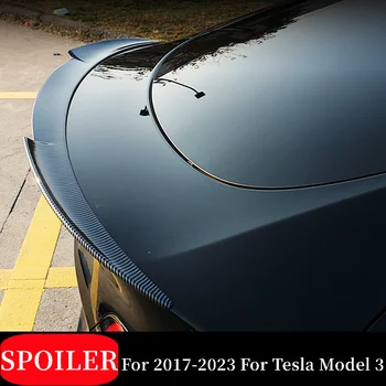 За Tesla, Модел 3 2017 18 19 20 21 22 23 Черен Автомобил От Въглеродни Влакна Задната Част На Капака На Багажника Спойлер, Калници Бодикит Тунинг Външни Аксесоари
