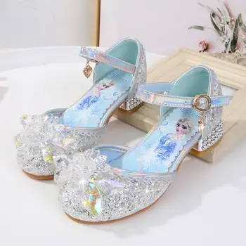 Замразени Елза/ бебешки вечерни обувки на принцесата на високи токчета; летни сандали за момичета; детски обувки; кристални обувки за момиченце;