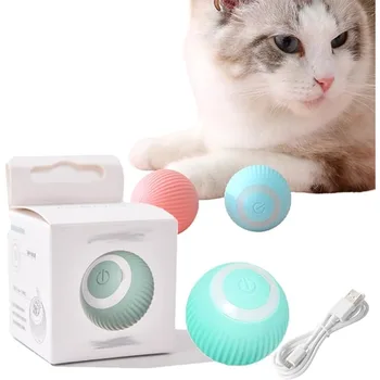 Интелигентна играчка за домашни любимци Автоматично катящийся топката, устойчиви на укусам, Играчка топка с подзарядкой под действието на гравитацията, интерактивен топка за дразнения котки, учебни пособия
