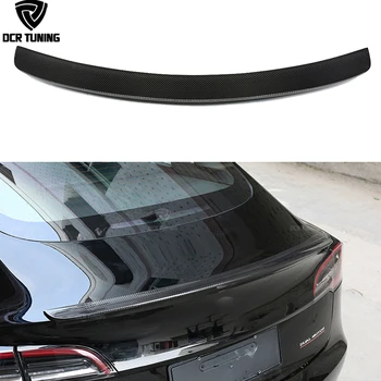 Истински спойлер от въглеродни влакна за Tesla Model 3 2019 ГОДИНА на издаване, автоаксесоари, Спойлер на задните крила на багажника, лъскаво черен стил на YG DC