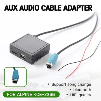 кабел, bluetooth, Aux-Приемник с USB, микрофон, Адаптер Хендсфри Aux За Alpine CD Host KCE-236B 9870/9872