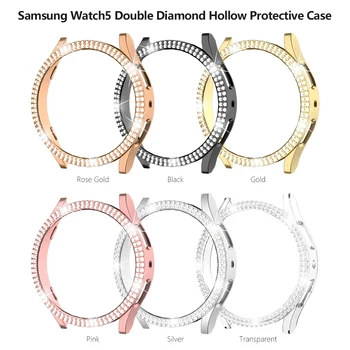 Калъф за Samsung Galaxy 5 Watch Калъф 44 мм 40 мм аксесоари Bling Fashion двухрядный диамантена броня Galaxy Watch 5 защитно покритие