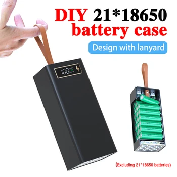 Калъф за батерия 18650 Power Bank, държач зарядно устройство, два LCD дисплей, USB, поддръжка на бързо безжично зарядно устройство за съхранение на корпуса на батерията