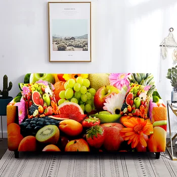 Калъф за диван с пресни плодове и цветя, с шарките, еластичен калъф за мека мебел за дома, защита мебели от петна от прах