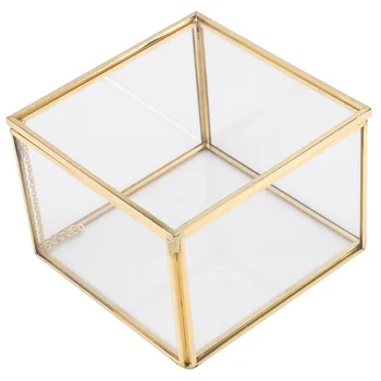 Квадратна дупка Стъклена геометрия Градински Огледална кутия за бижута кутия за съхранение на бижута Вечно цвете Кутия за бижута занаяти