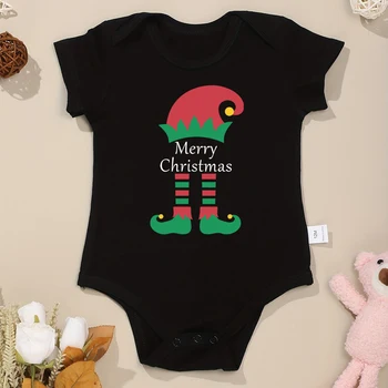 Коледен Елф, Боди за момченце, Черна Хипстерская дрехи за новородени бебета 0-24 месеца, Пижами, Памучен облекло за бебета в навечерието на Коледа