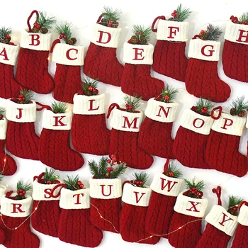 Коледни чорапи, Плетива, Отглеждане с букви във формата на Снежинки, Коледна украса за дома, Висулки във формата на Коледна елха, Коледен подарък Навидад Натал 2024