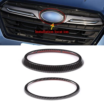 Комплект тапицерия на предната и задната част на автомобила с лого, емблема, пръстен за бейджа, подходящ за Subaru XV 2022, черно ABS с текстура от въглеродни влакна