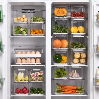 Контейнери за съхранение на храна в хладилника за домашни любимци с капак, кухненски отделна фризер, лак за зеленчуци, плодове, месо, органайзер за пресни кутии