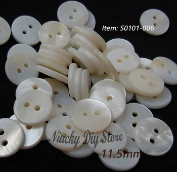 копчета от естествена речна мида, бял с 2 дупки 11.5 мм аксесоари за дрехи