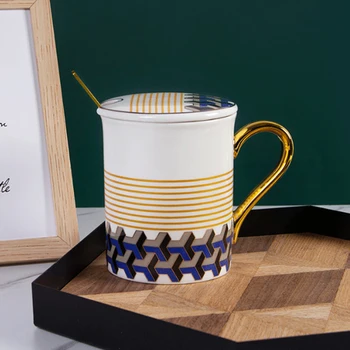 Креативна керамична чашата за кафе с неправилна форма със златна дръжка, чаена чаша ръчна изработка, кухненски прибори за пътуване, чашата за Кафе Nordic Home