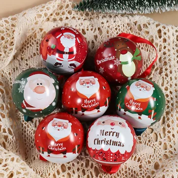 Креативна Коледна Кутия Шоколадови Бонбони 2024 Тенекиен Топка Банка Бонбони Подарък Топка Опаковъчна Кутия На Дядо Коледа Декорации Дърво Висящи Вечерни Аксесоари