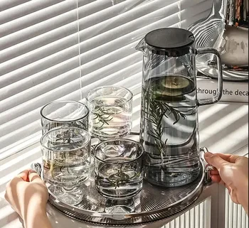 Лесен Луксозен чай от прозрачно стъкло за вашата сватба, рожден Ден, Сокоизстисквачка за напитки, Скандинавски домакински чаша за вода, комплект тенджери за студена вода