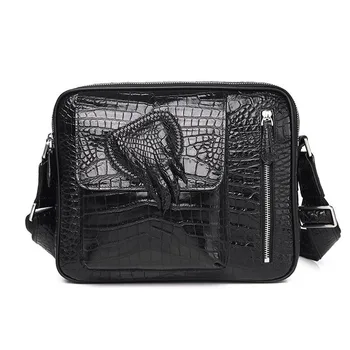 Луксозна нова чанта през рамо с крокодиловым модел 2023 г., висококачествена ежедневна чанта през рамо, мъжки хоризонтална чантата на пощальона, чанта от естествена кожа
